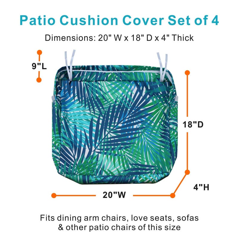 NettyPro Outdoor Cushion Cover Waterproof Patio Chair Seat Cushion Slip Cover 4 Pack, 20 x 18 x 4 Inch - Image 5